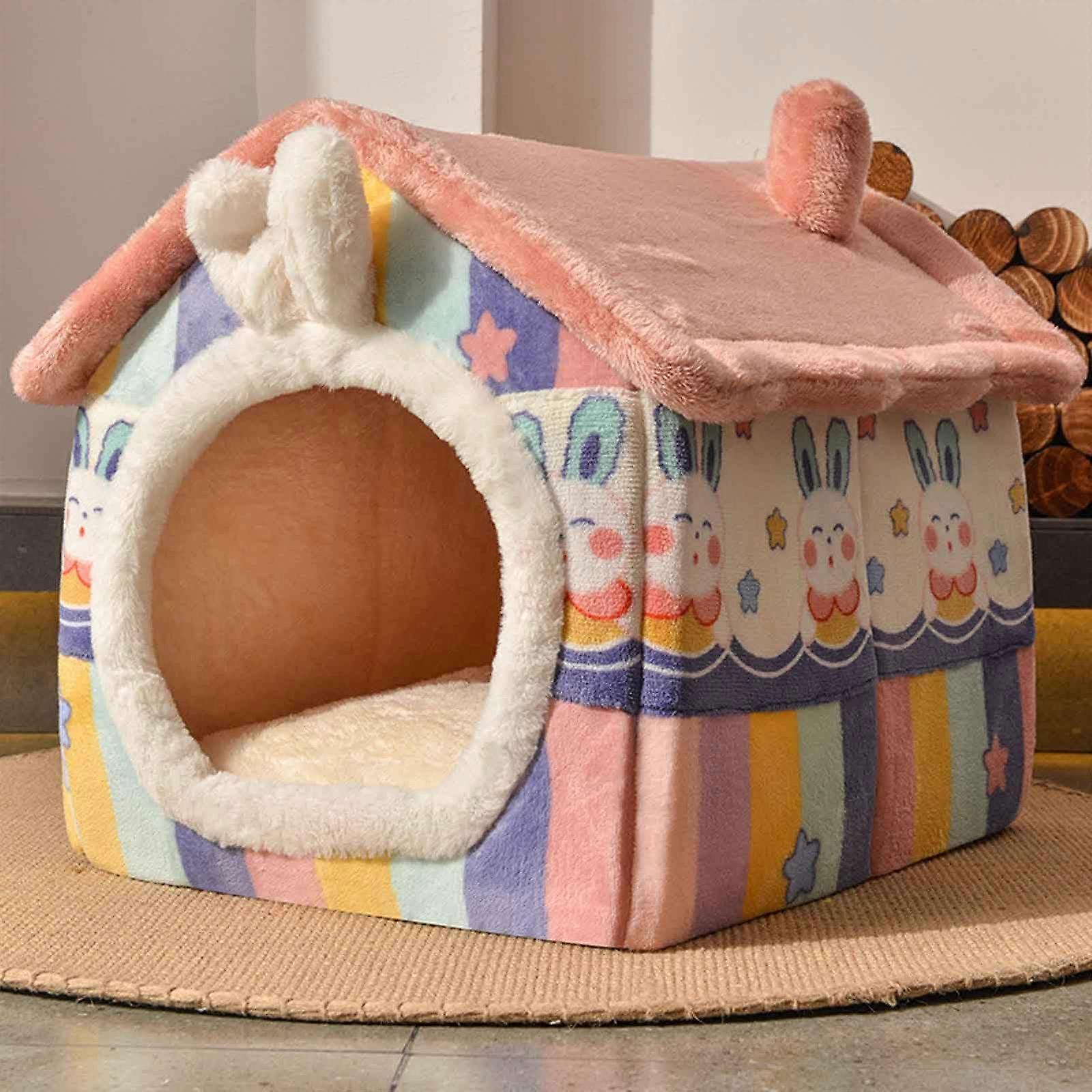 Foldable Cat House, Cat Cave with Reversible Cushion, Dog Bed with NonSlip Bottom, Washable, for Small to Medium Cats and Dogs
