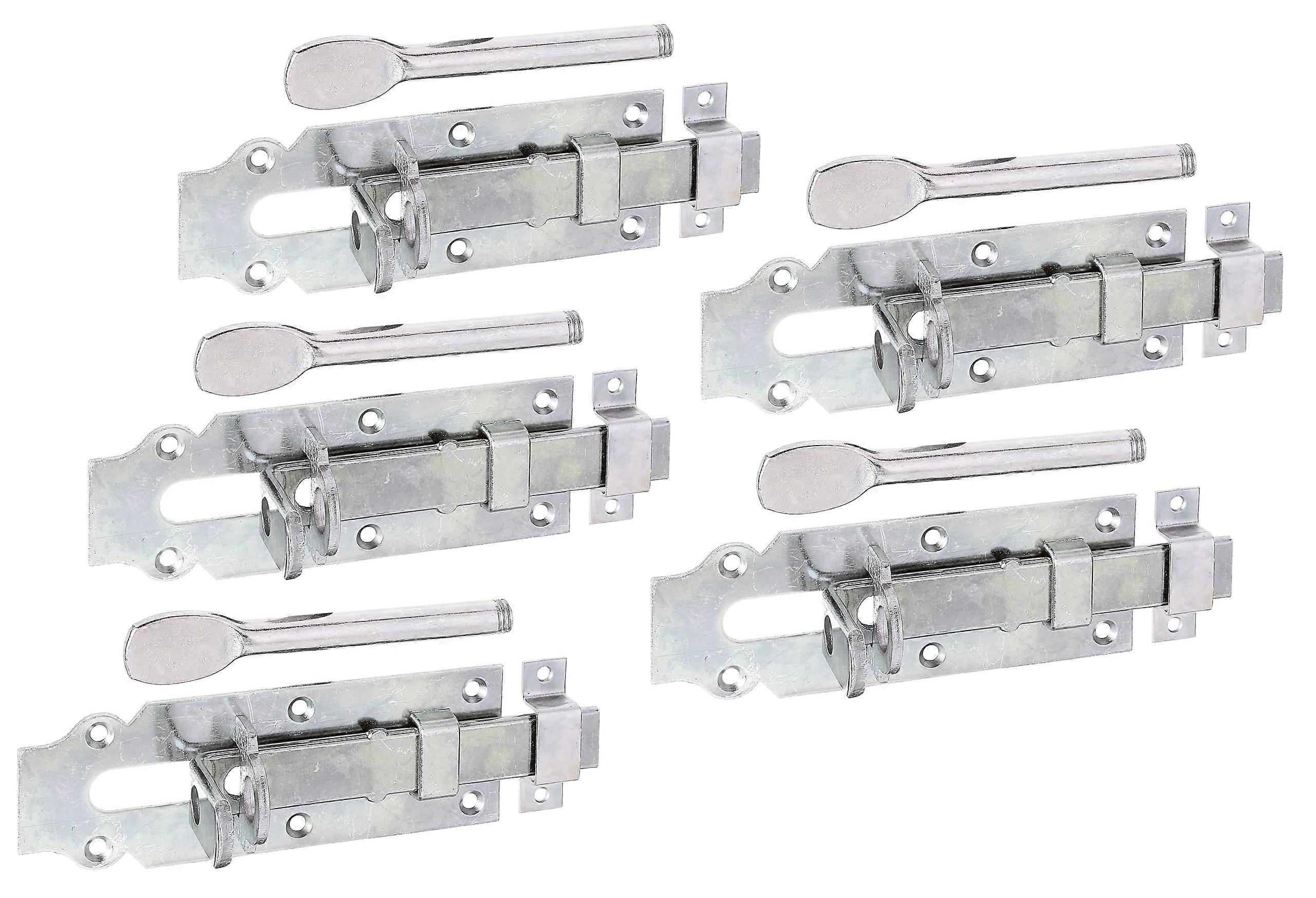 841133 Stable Door Lock Bolt Set of 5 | Straight with Flat Handle and Loop | 160 x 56 mm Galvanised Steel Protection