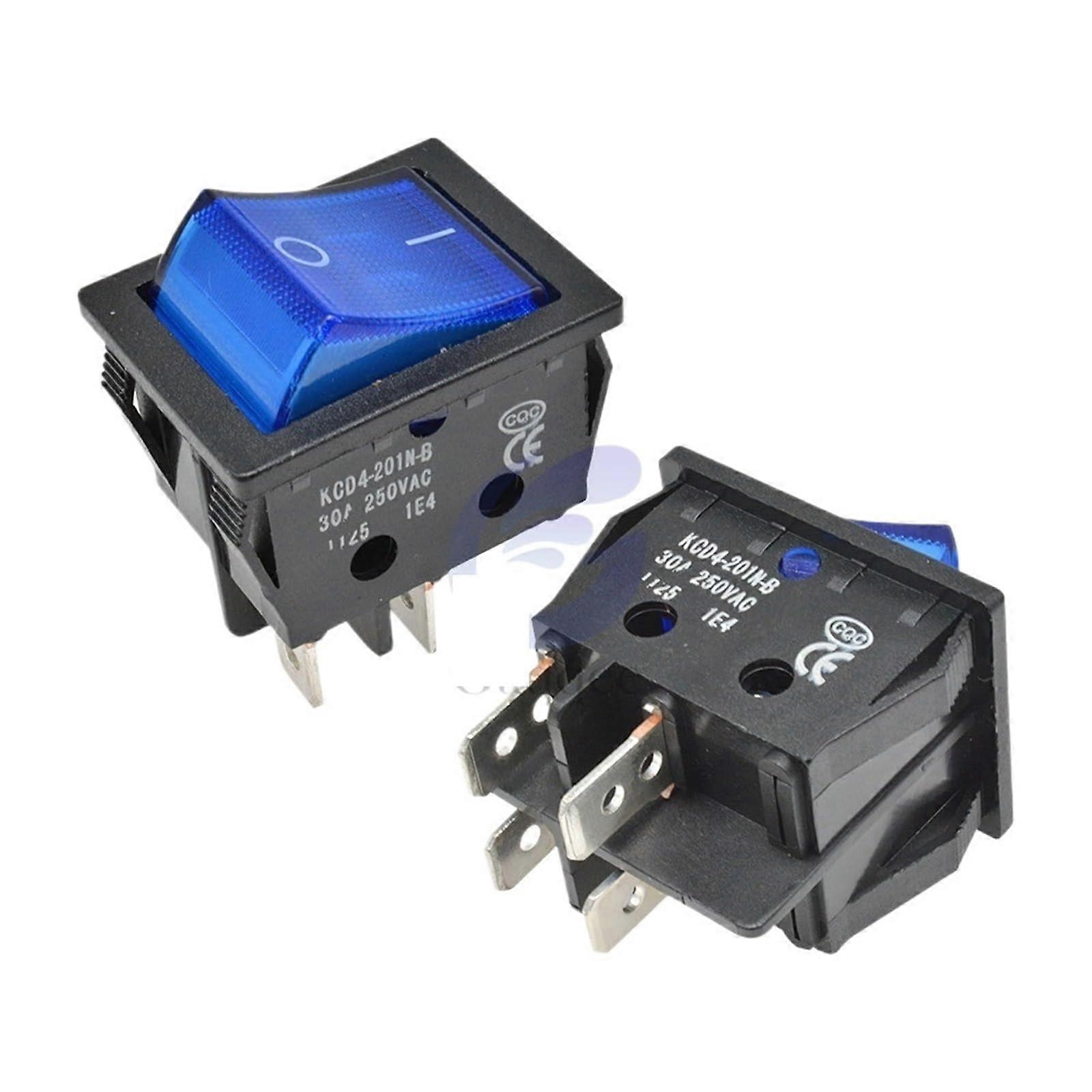 5cs KCD4 Rocker Switch Button ON OFF 2 Position 4 Pins Electrical Equipment With Light Power Switch Silver Contact 30A/250V(Yellow)
