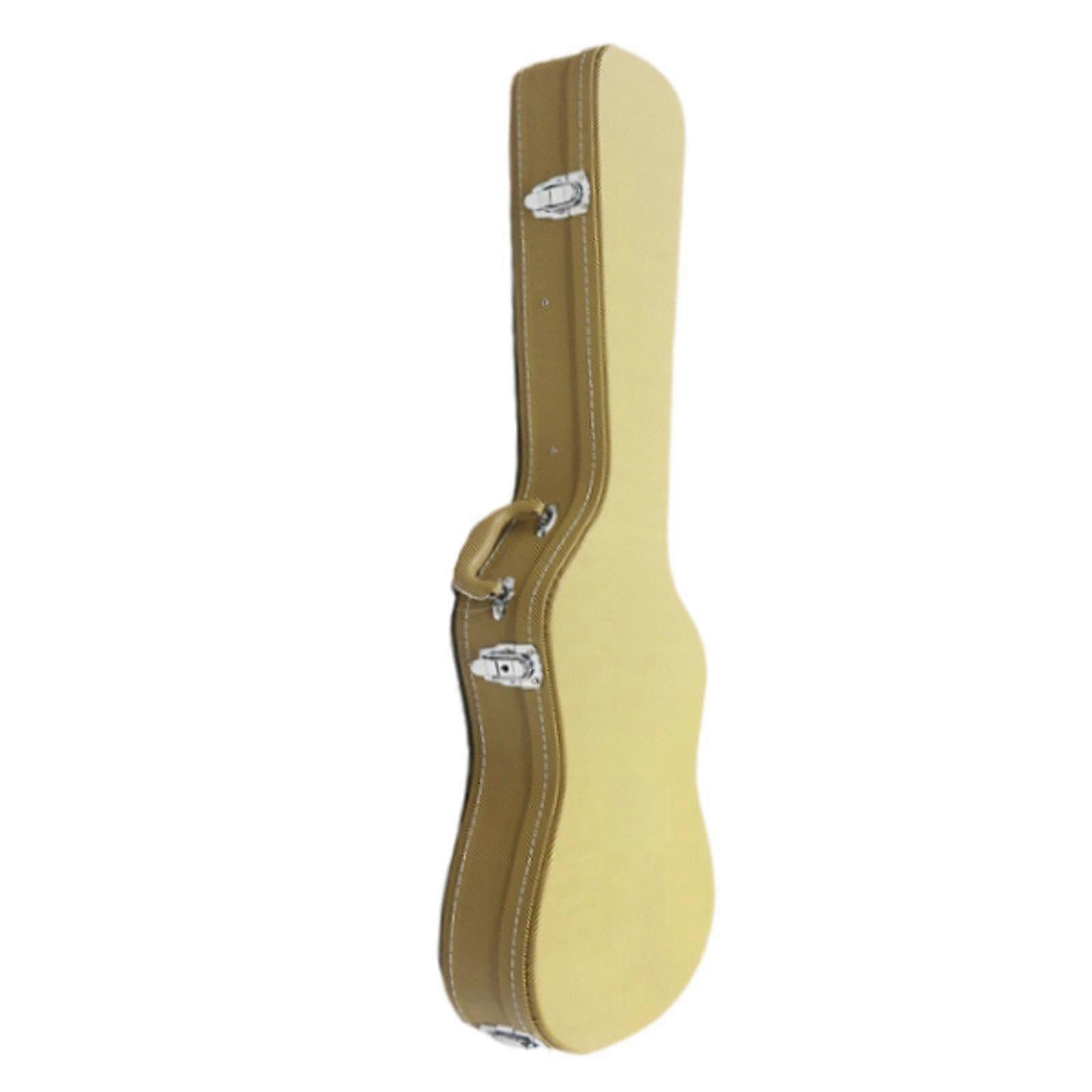 Guitar Bag Carrying Case Hard Shell PU Leather with Side Handle for Electric Guitar and Bass - Yellow Color