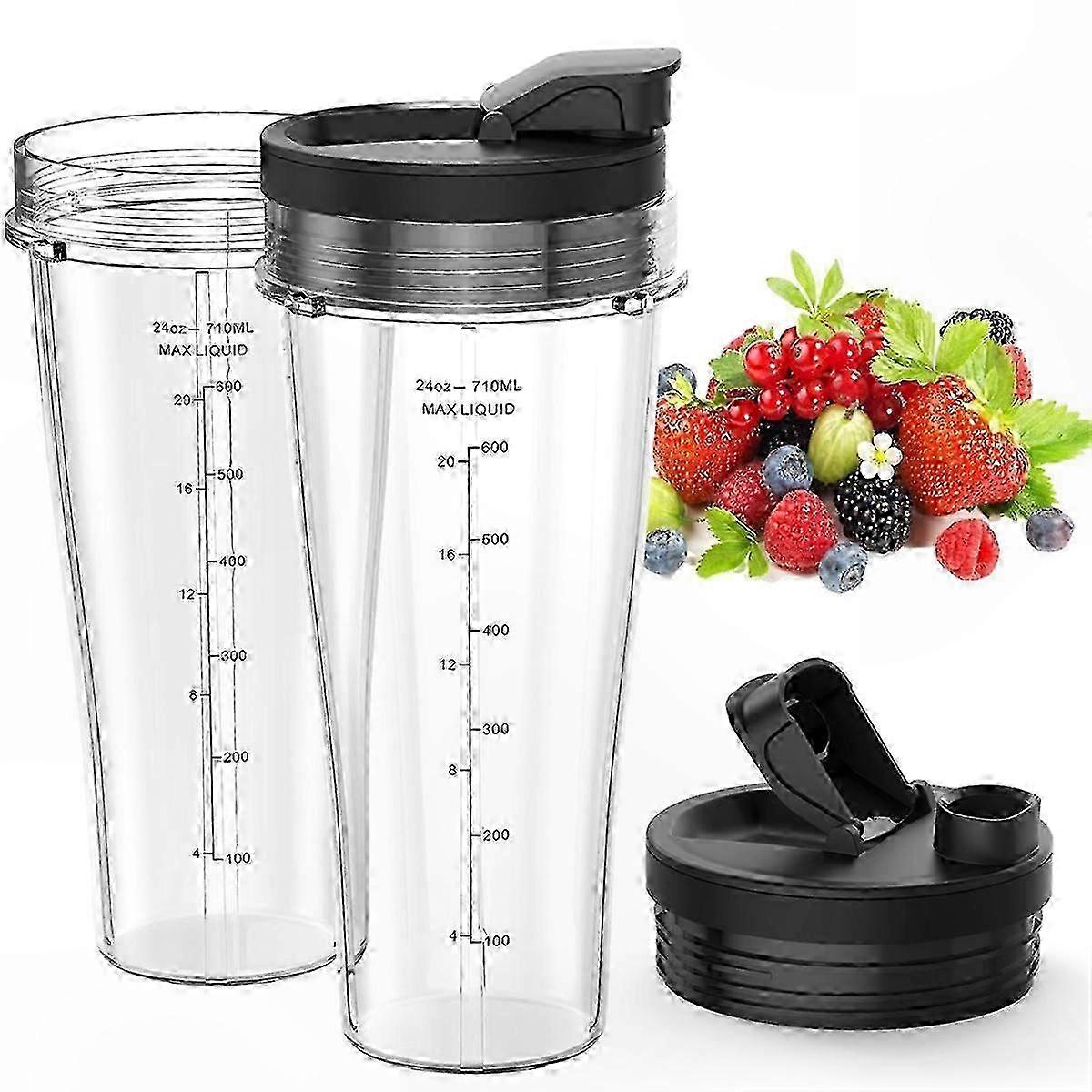 24oz Blender Cups with Lids and Blades for Smoothies and Shakes