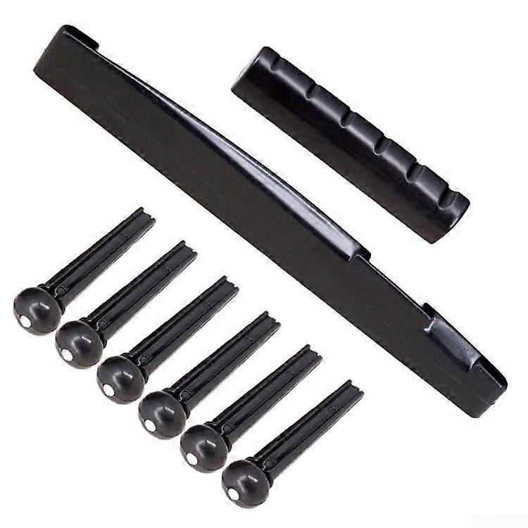 Acoustic Guitar Saddle and Saddle for Enhanced Sound Quality - Black Color, Compatible with Standard Acoustic Models