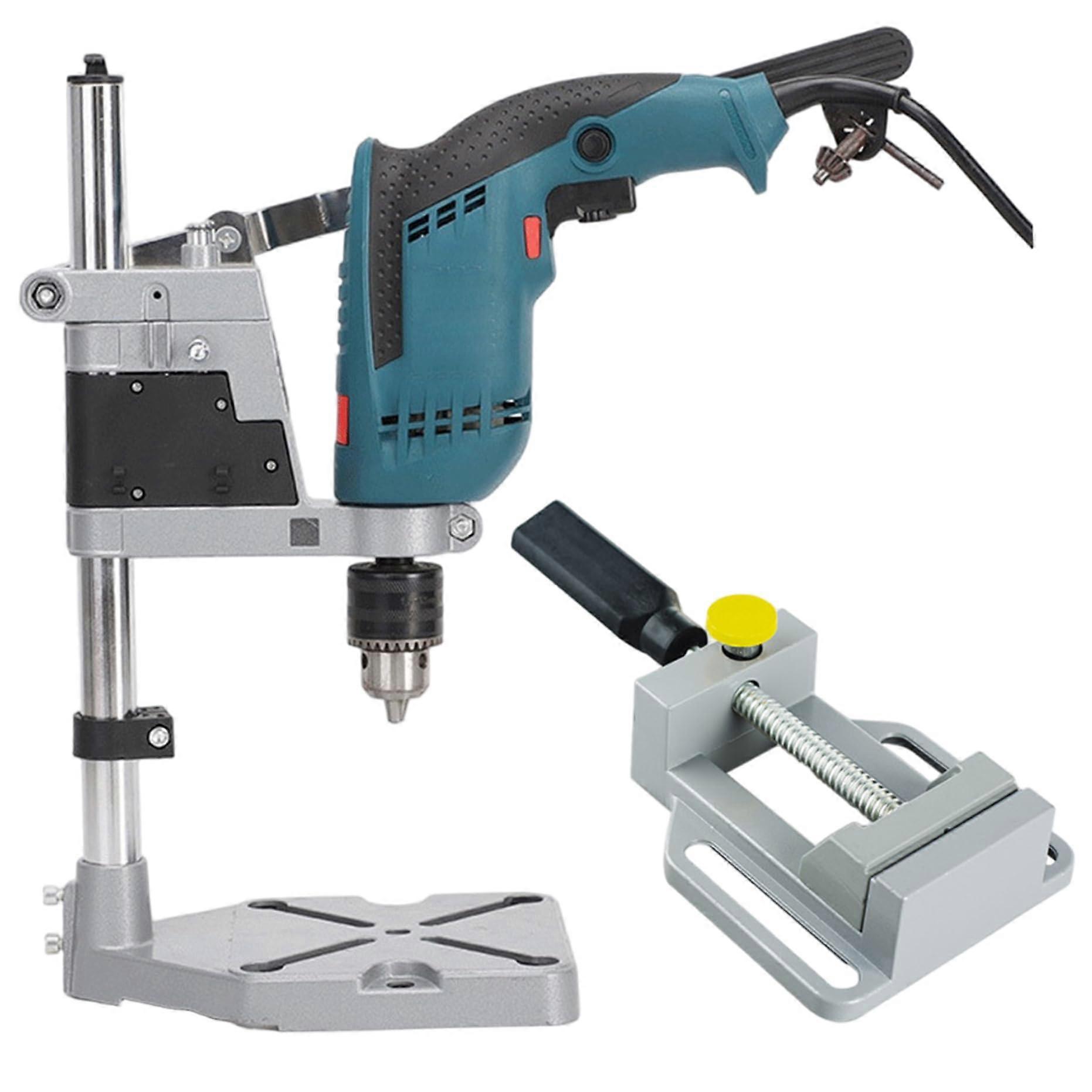 Adjustable Aluminum Alloy NonSlip Drill Stand Holder for Electric Hand for Bench Work, Woodworking, and DIY Projects