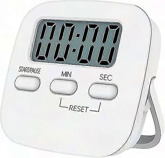 Kitchen Timer with Large LCD Display, Stopwatch, Loud Alarm & Countdown - White