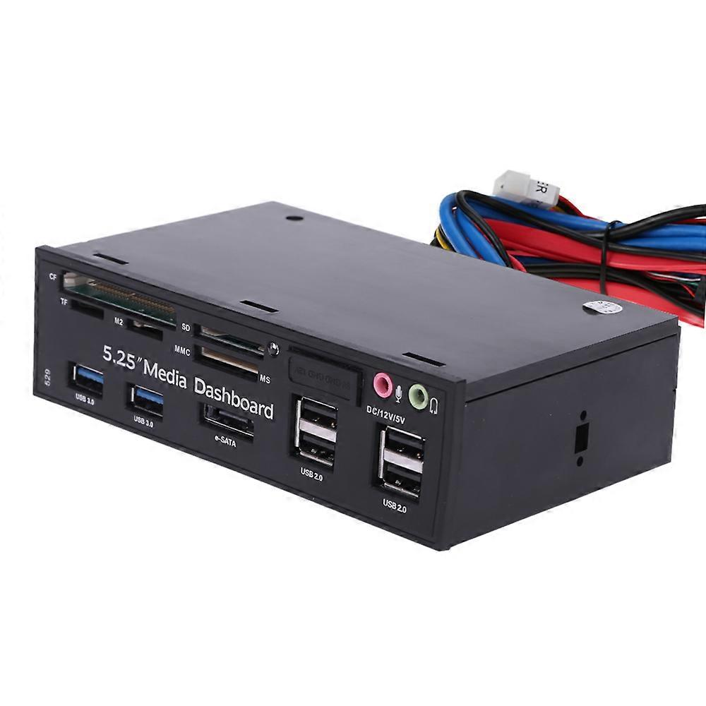 5.25"All-in-One Media Dashboard Multi-Function Front Panel Card Reader USB 2.0 and USB 3.0 ESATA