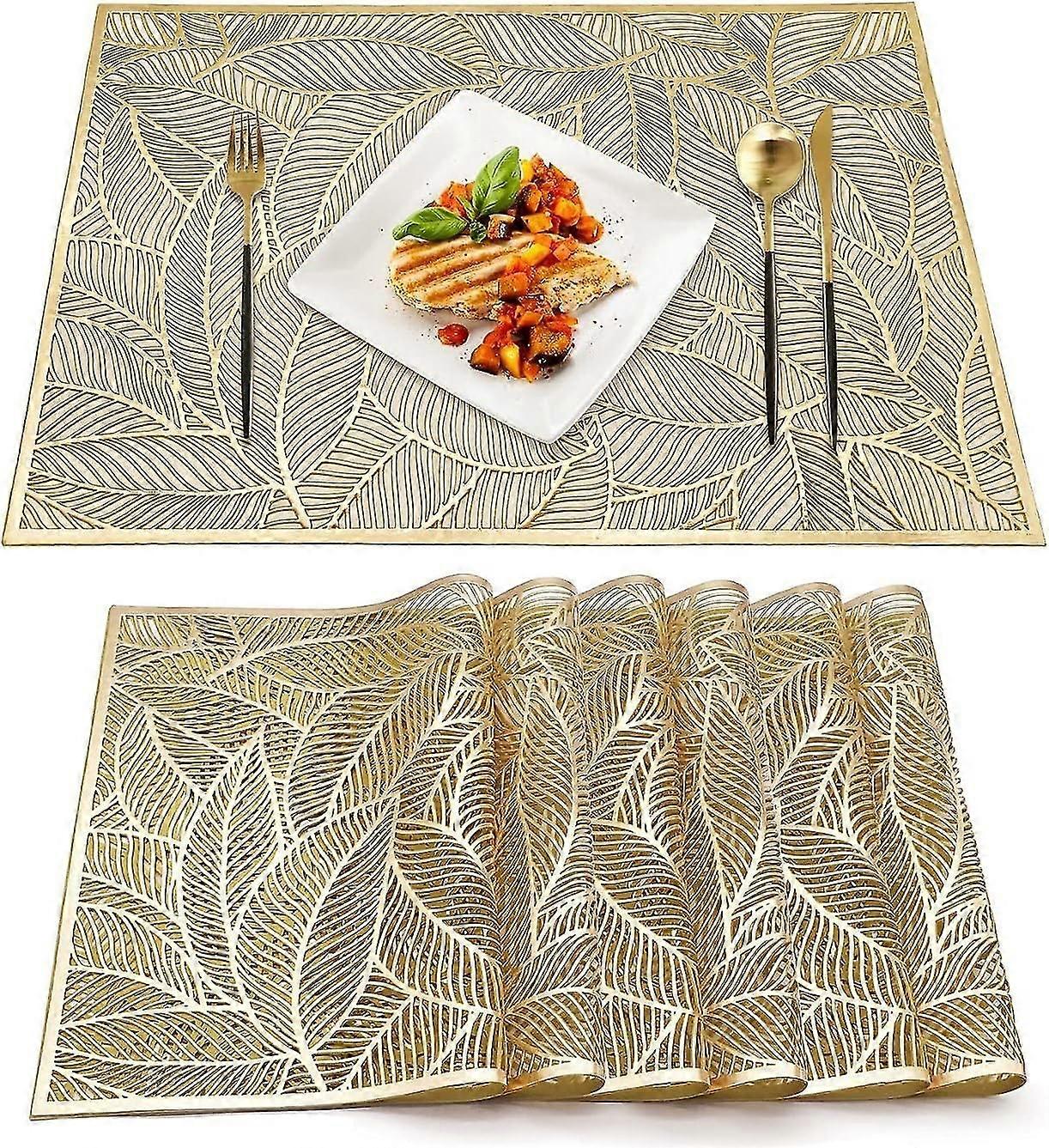 Set of 6 Washable PVC Placemats, Durable Stain Resistant Placemat