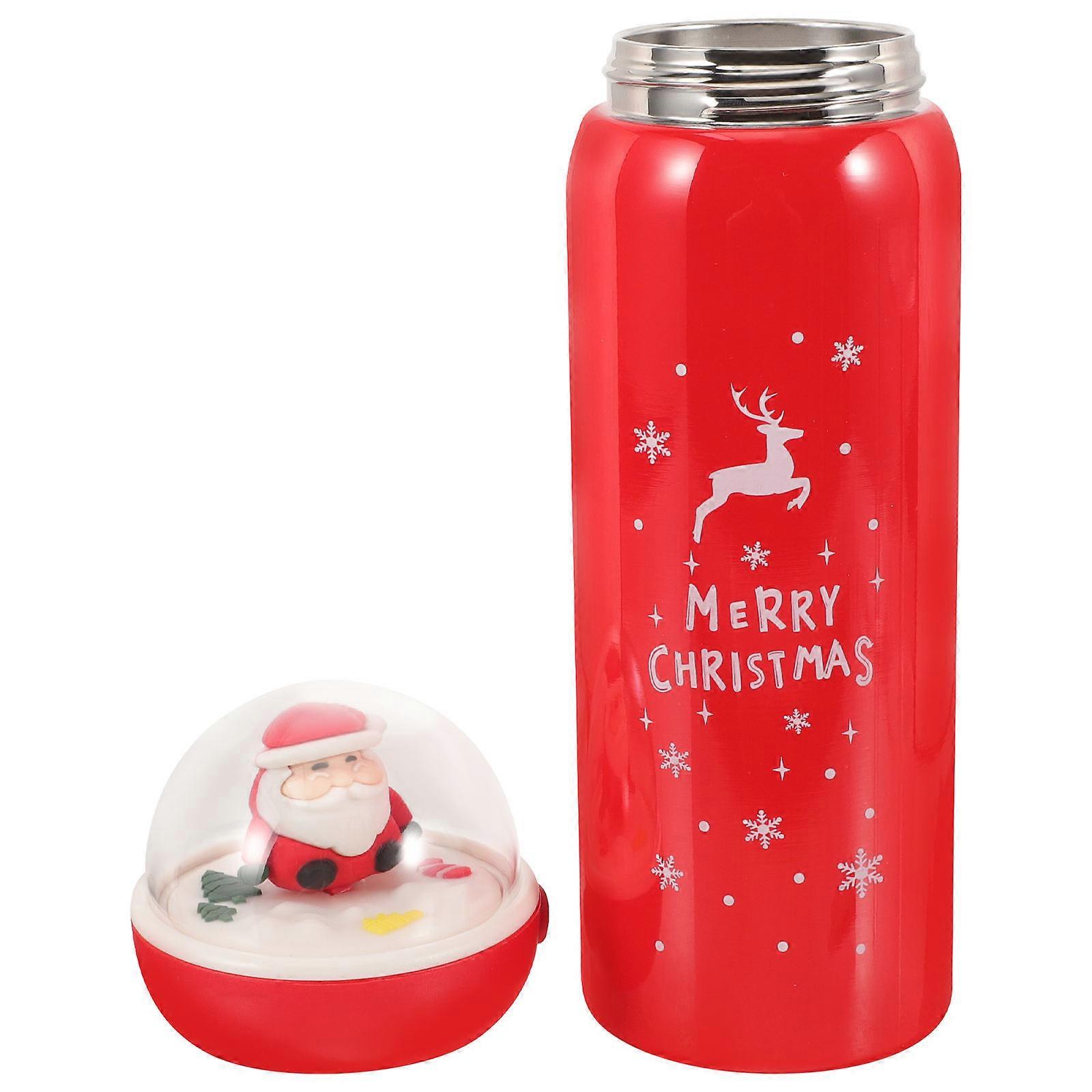 Thermal Cup Stainless Steel Xmas Tree Pattern Christmas Home Office School Use Red Portable Vacuum Insulation 1Pack