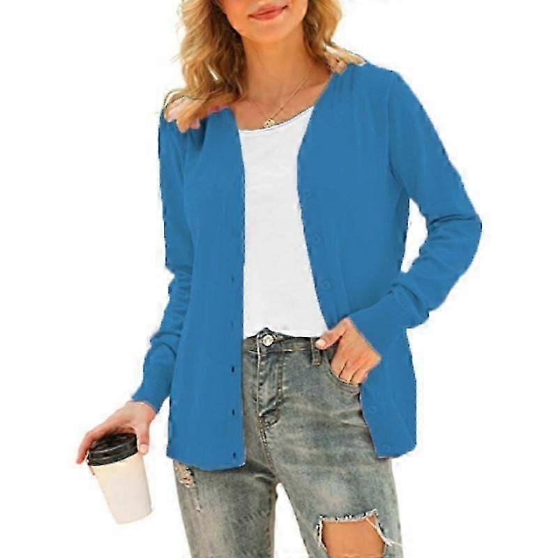 Women's Basic Long Sleeve Button Front Cardigan Sweater Knit Coat Tops Outerwear