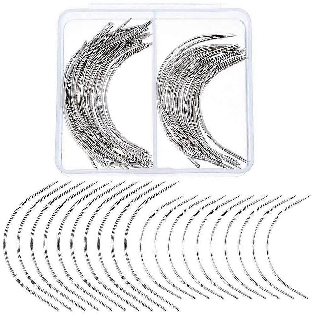 50 Pieces C Type Needle for Weave Curved Needles Hand Sewing Needles Sew in Weave Needles for Hair, Wig Making, Carpet