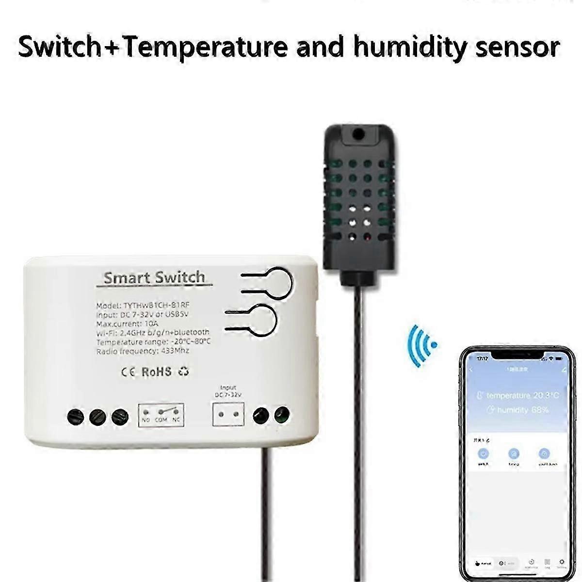 Tuya Smart Life WiFi Switch Relay Temperature Humidity Monitoring Thermostat Sensor Passive Dry Cont