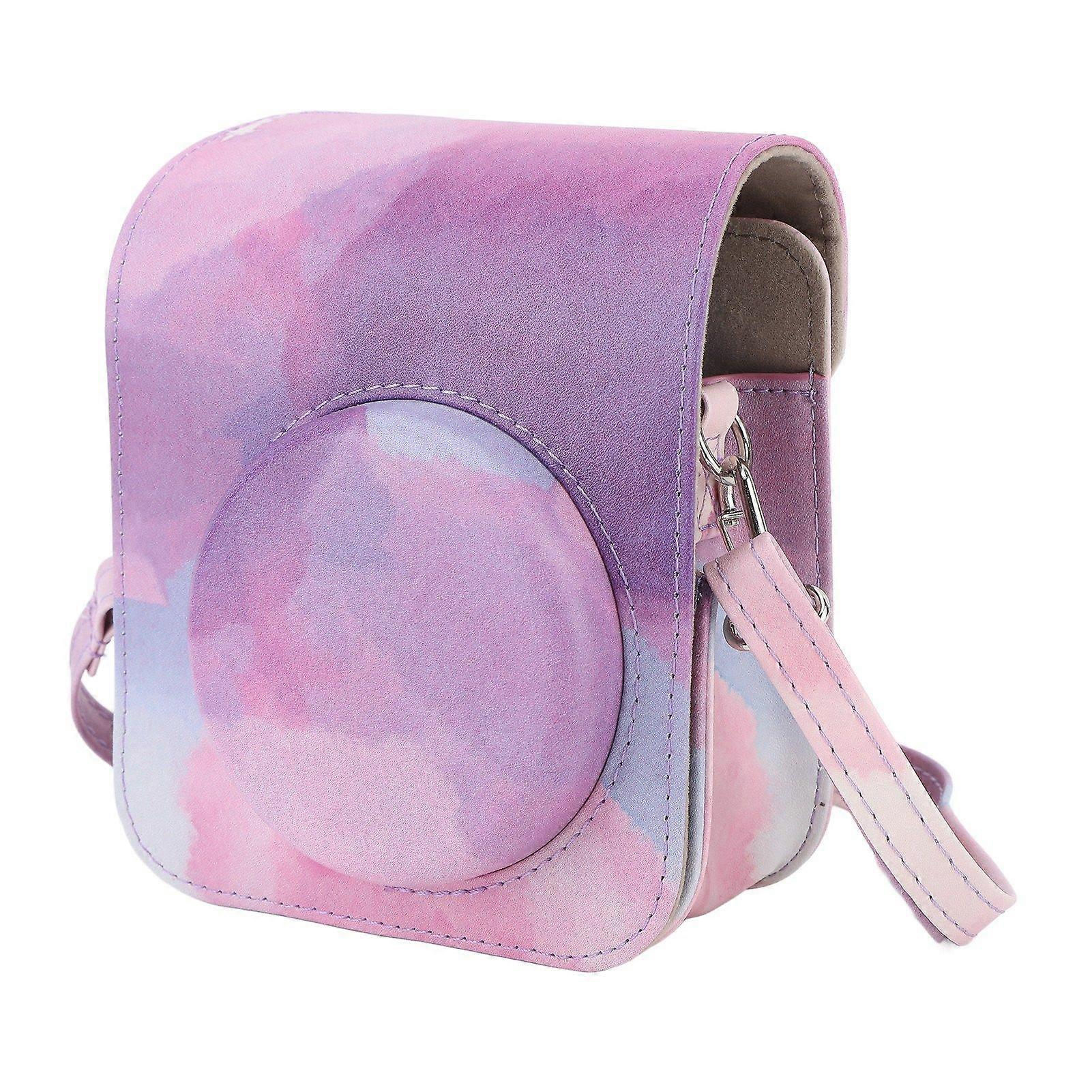 Mini Instant Camera Protective Bag PU Camera Case With Adjustable Shoulder Strap For Fujifilm Instax Mini 12 Camera Dreamy Pink
