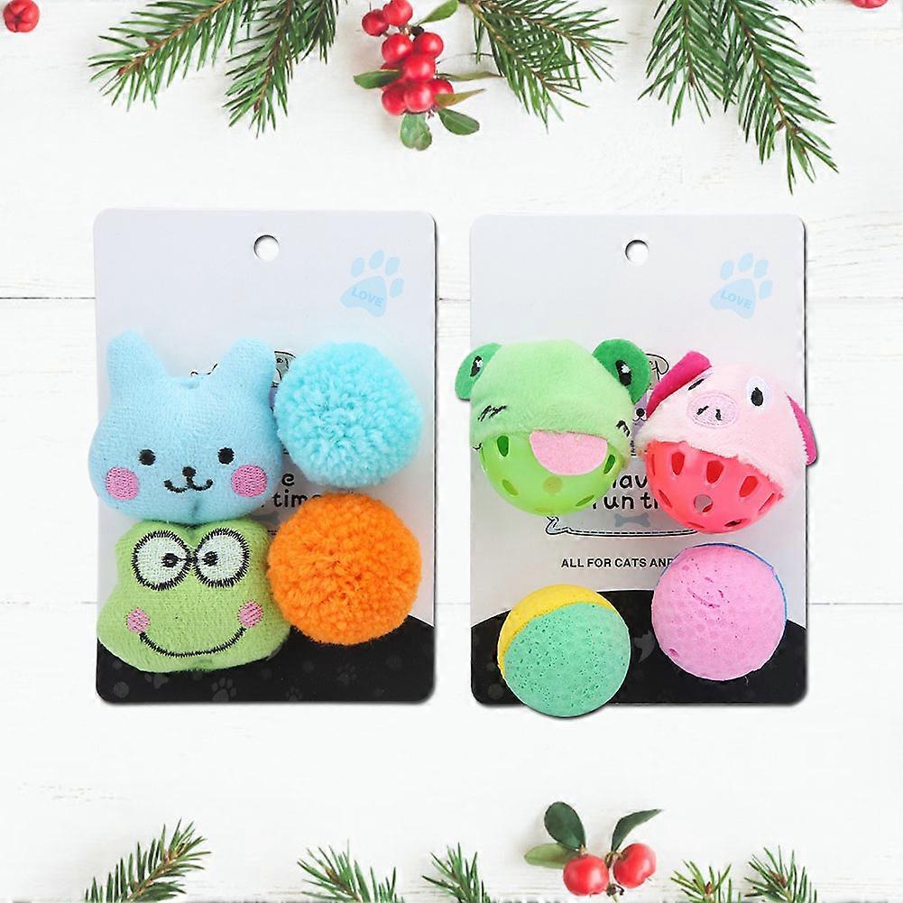 2 Sets Catnip Plush Bell Ball Toys for Cats, 3.5-5.5 cm, Colorful