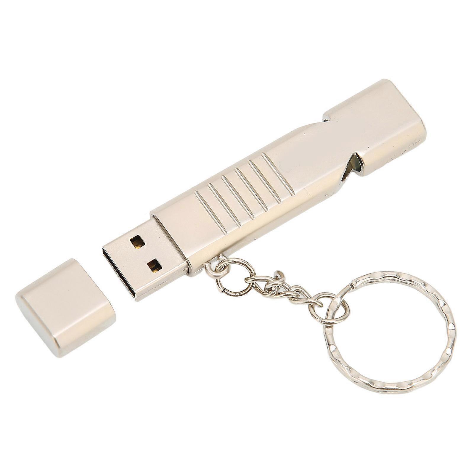 Whistle USB Flash Drives Aluminum Alloy Outdoor Waterproof USB Flash Disk USB2.0 Flash Memory Stick with KeychainSilver 128GB