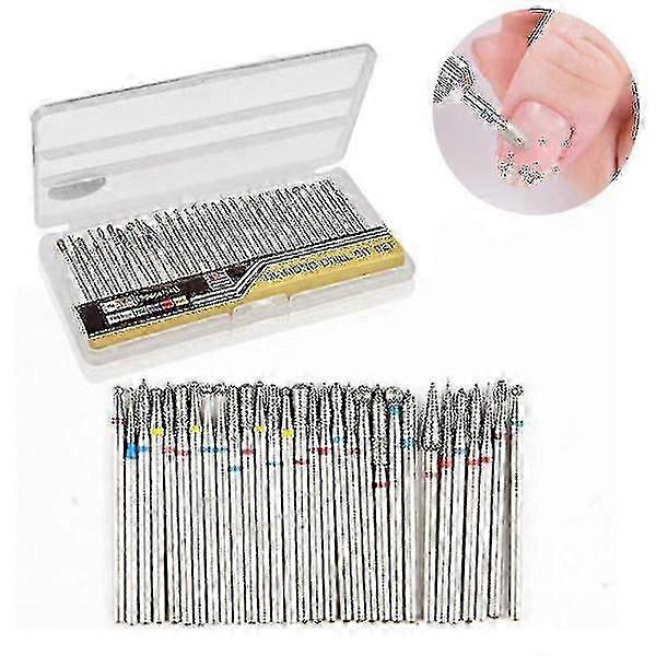 Nail Drill Bits Set for Acrylic Nails, Professional Diamond Drill Bits Set with Cuticle Remover with Box Cs fast