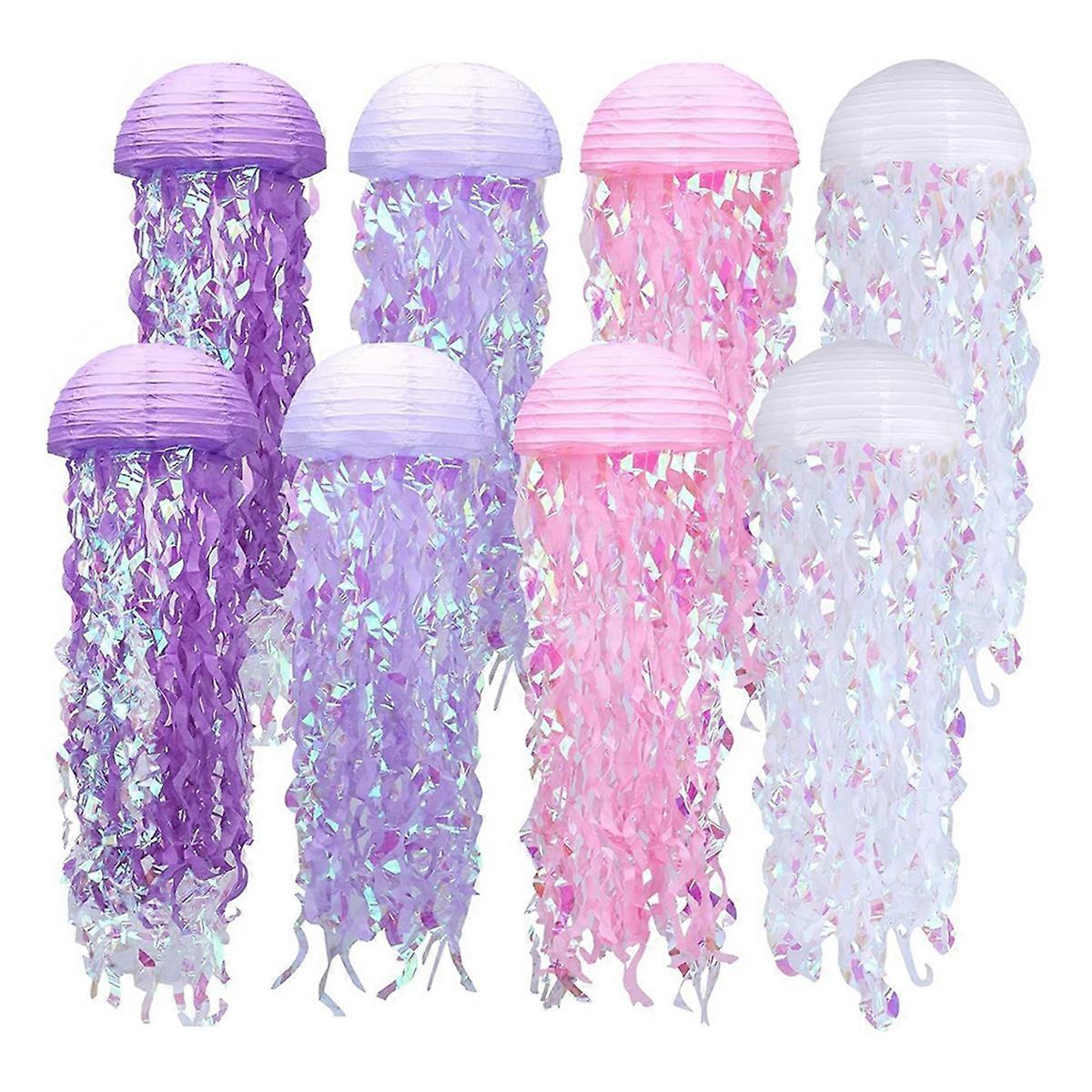 Paper Lanterns Set, 8Pcs Jellyfish Decorations for Under the Sea Partys Decorations Supplies, Jellyfish Lanterns