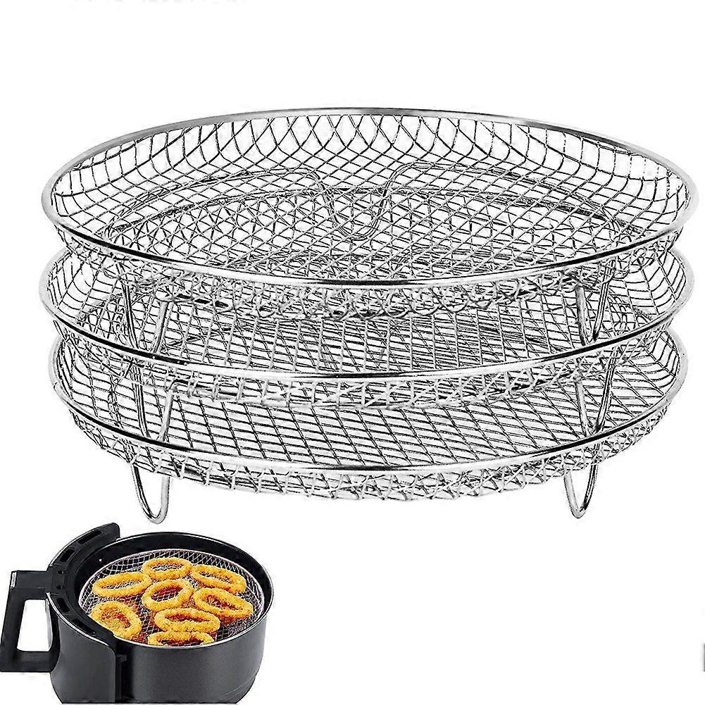 8-Inch 3-Layers Rack Stackable Grid Grilling Rack Stainless Steel Round Rack Kitchen Oven Cooker