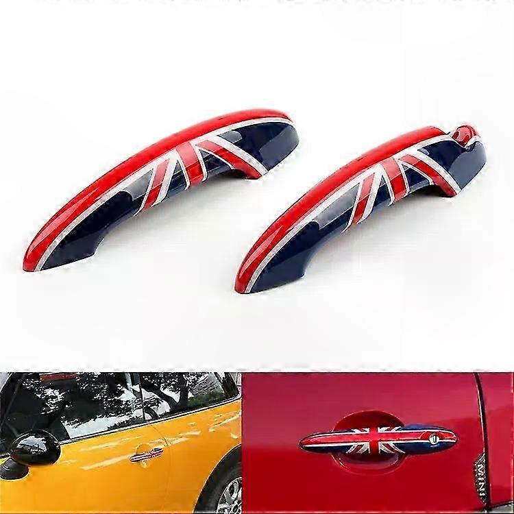 Mini Cooper R50 R52 R53 R55 Checkered Door Handle Cover with Union Jack Design Accessory for Vehicle Customization