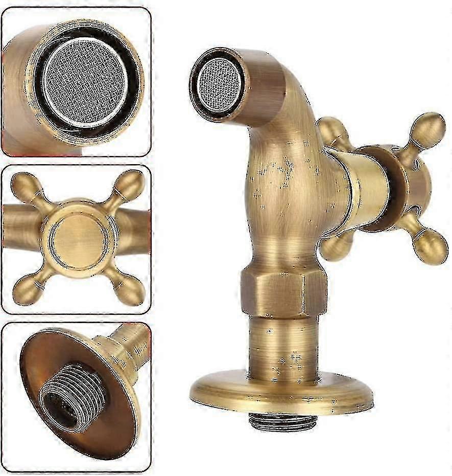 Wall mounted faucet for kitchen sink in solid brass vintage finish