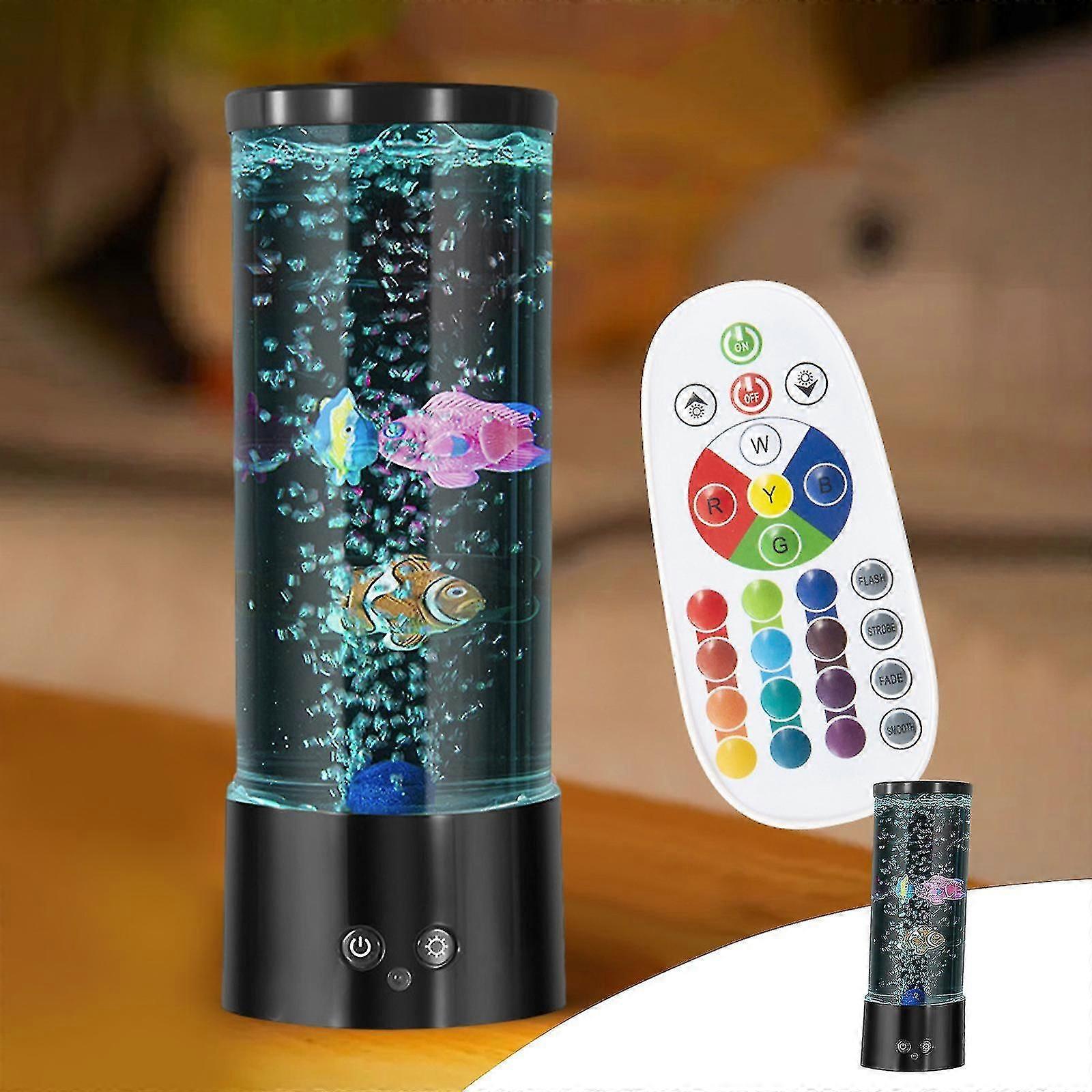 Led Fish Lava Lamp, Fish Aquarium Decorative Lamp With Remote Control, Mini Bubble Lamp With Multi-Color Changing Aquarium Light, Aquarium Lava Lamp-h