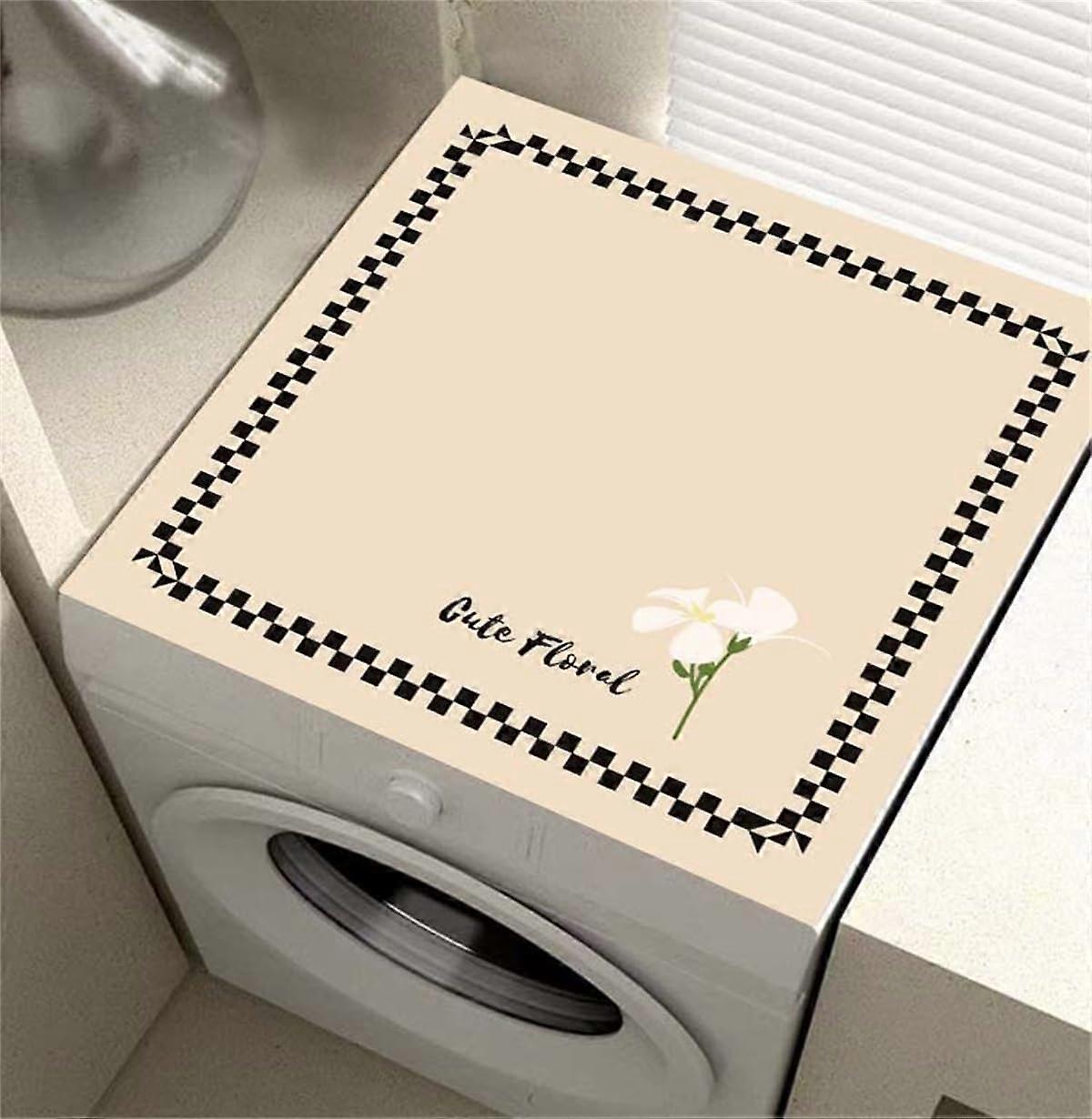Washer and Dryer Protector Patterned Silicone Mat Absorbent QuickDry AntiSlip DustProof 80x80 Cm Washing Machine Mat
