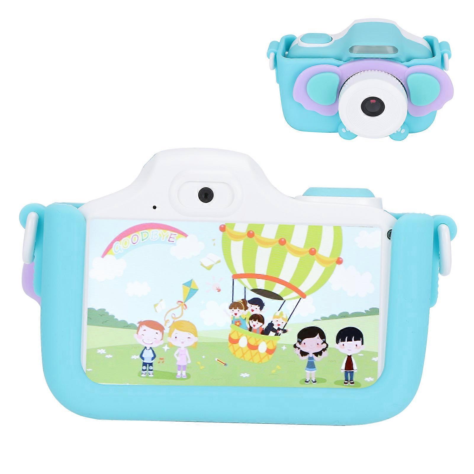 48MP Children Digital Camera 3.0in HD IPS Touch Screen WIFI Video Recording CameraBlue (Elephant Pattern) 