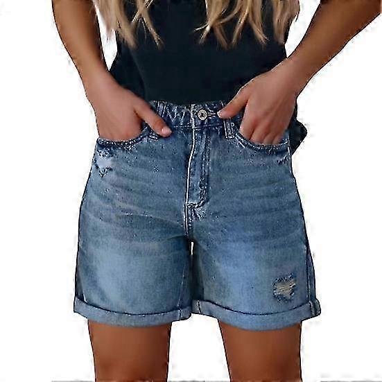 Women's Denim Shorts High Waisted Ripped Cuffed Jean Shorts Summer Distressed Stretchy Hot Short Jeans