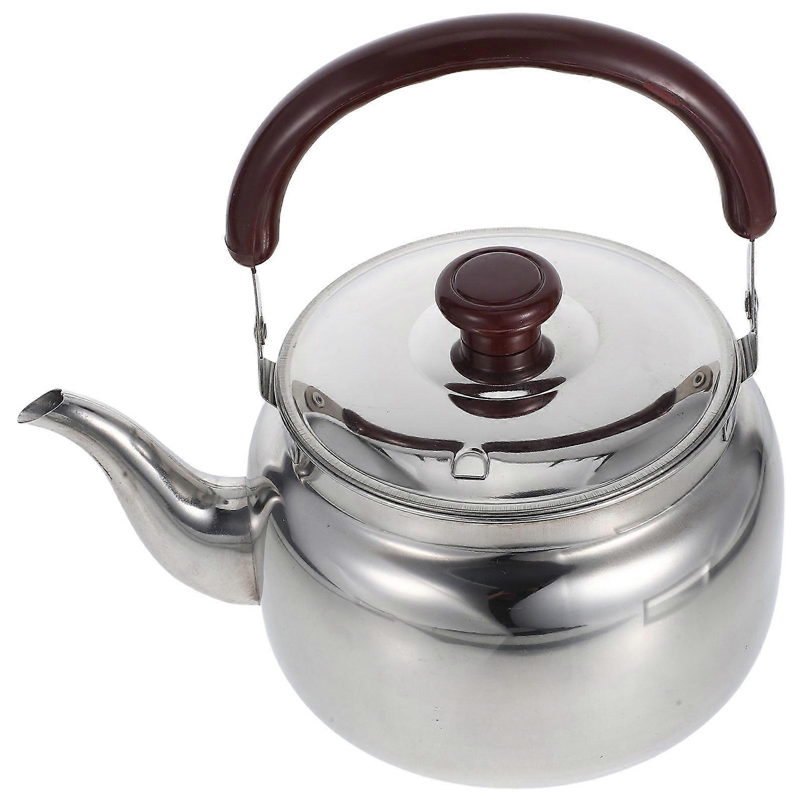 Stainless Steel Teapot For Stovetop Ergonomic Handle Odorless Boiling Large Capacity Silver Kitchen Accessory 1Set