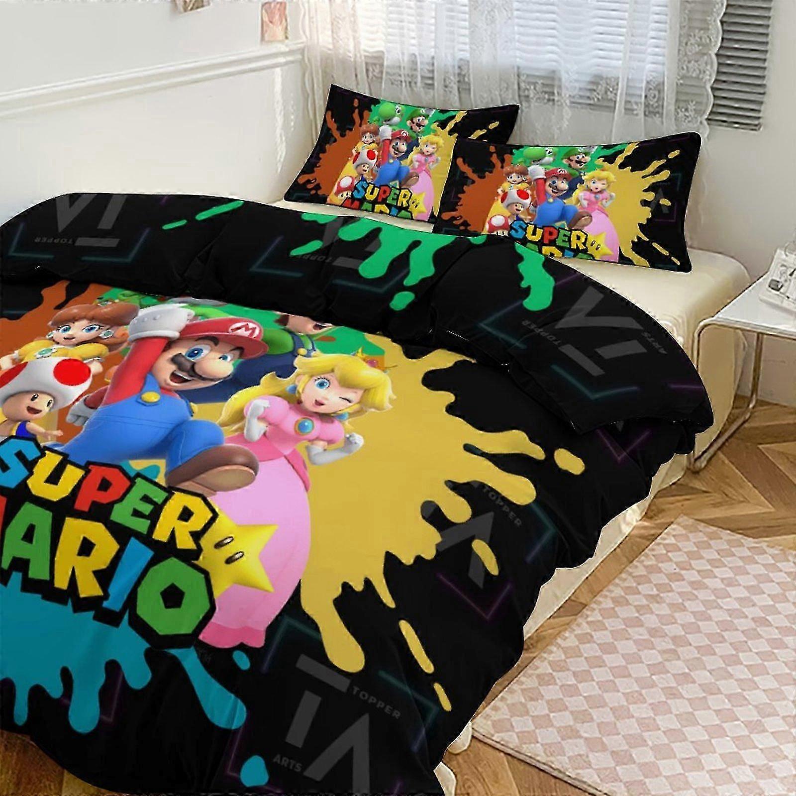 Mario Print Zestaw pościeli Wzór Kołdra Cove Set Pieces Kołdra Poszewka i poszewki na poduszki dla kobiet Mężczyzn Nastolatków Wiele rozmiarów do wyboru