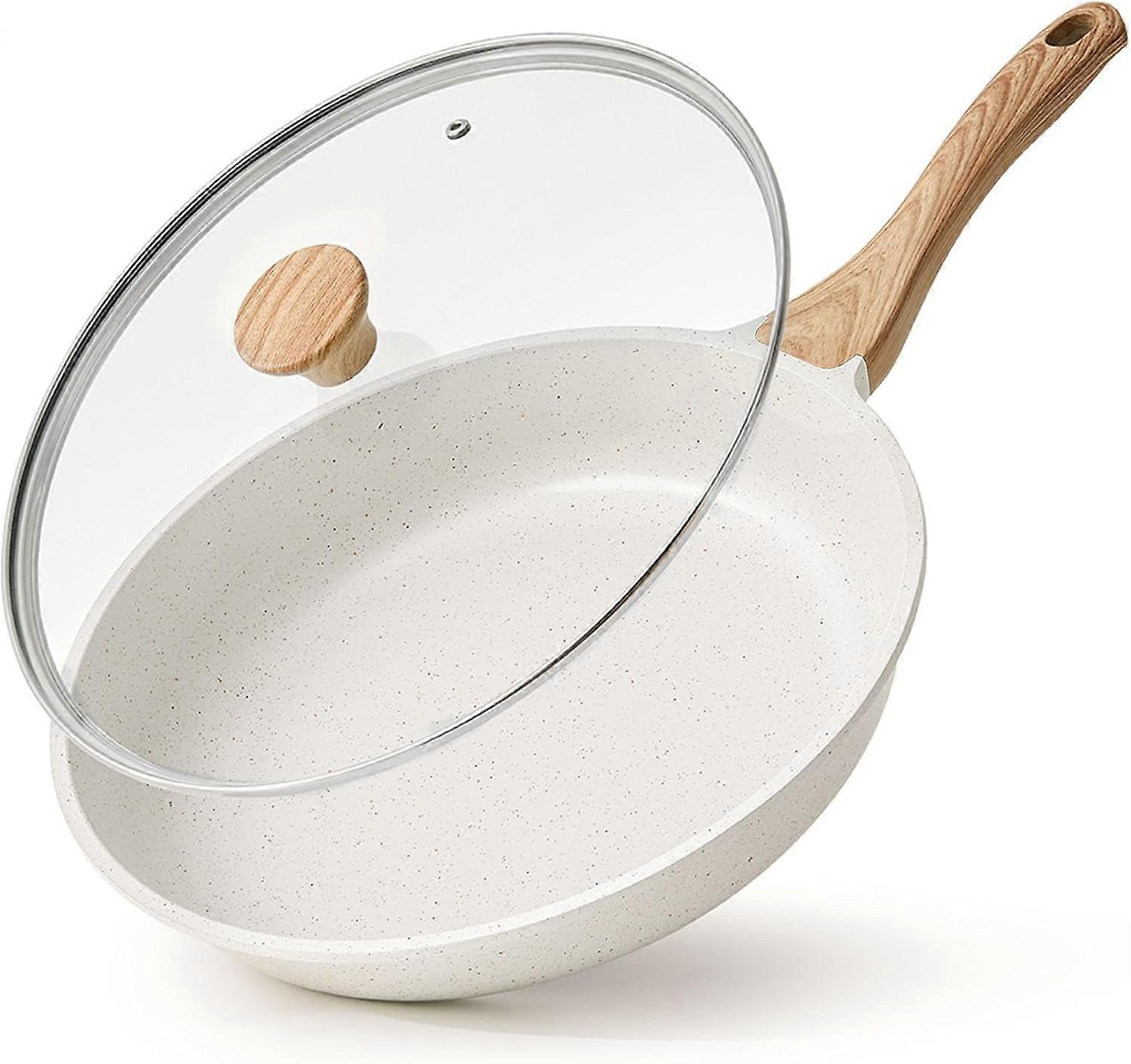 Nonstick Ceramic Frying Pan 12.5" with Lid, PFAS-Free Induction Compatible Skillet for Eggs & Omelets