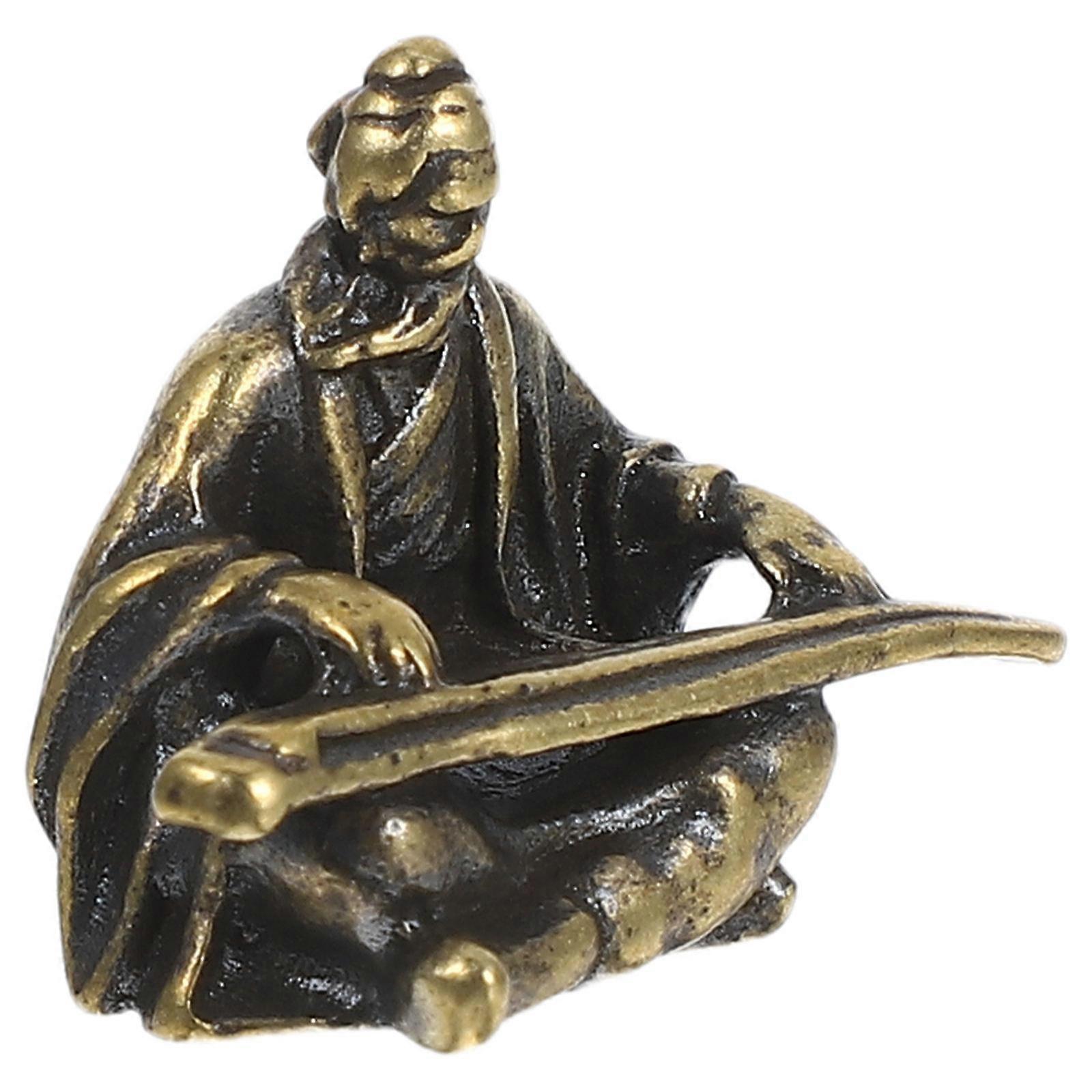 Copper Mini Ancient Figure Statue for Decoration 4Pcs Micro Landscape Figurines