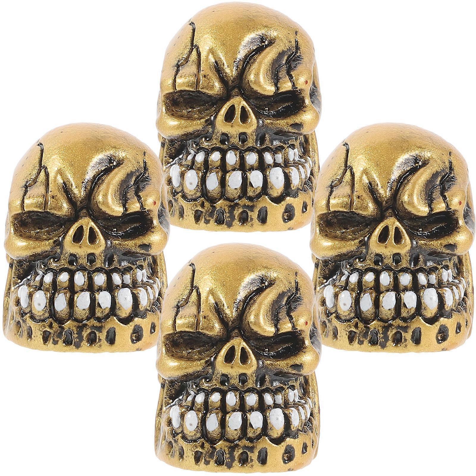 Golden Skull Design Valve Cap Tire Valve Caps Replacement 4Pcs for Decor