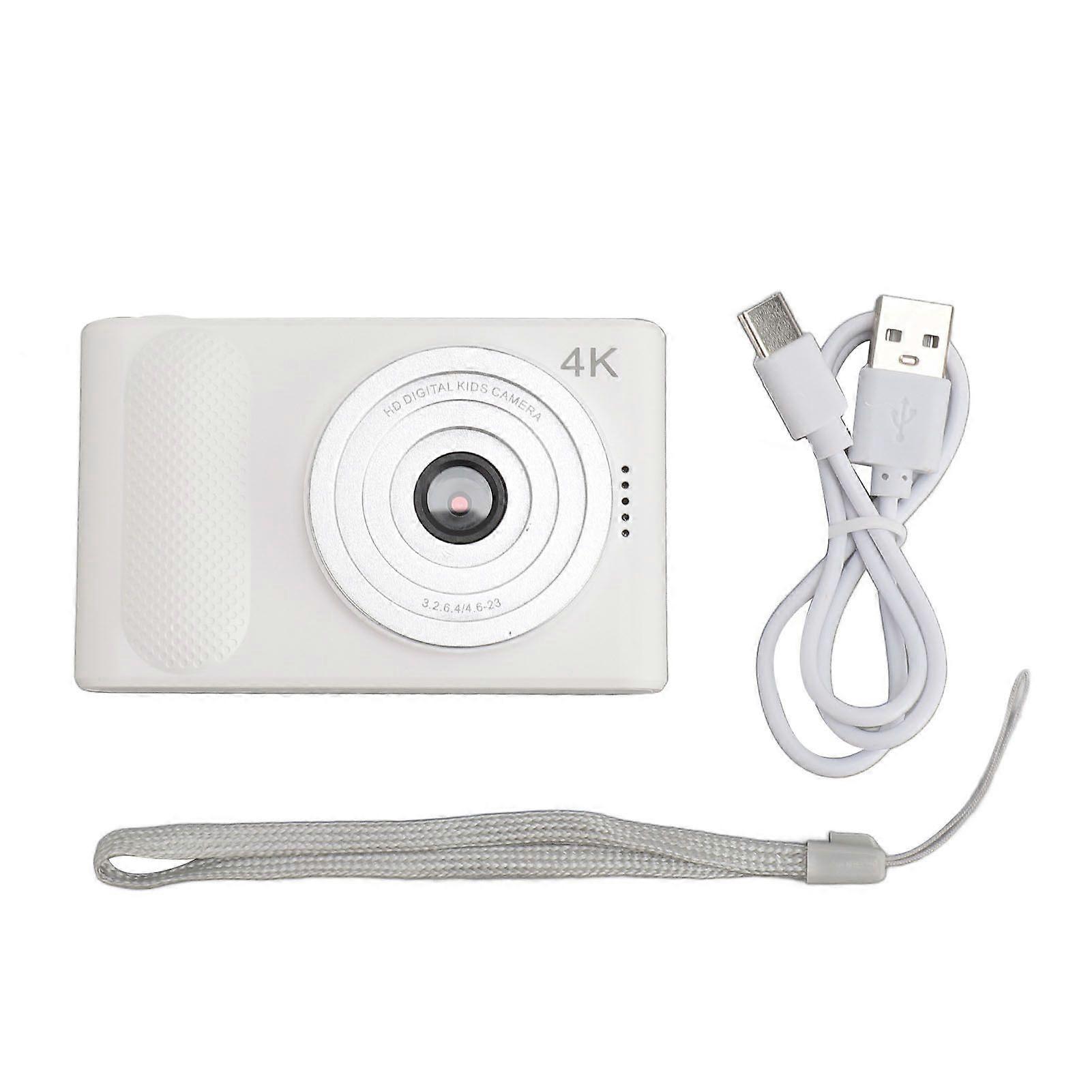 4K Digital Camera 48MP HD 16X Digital Zoom Autofocus Portable Pocket Micro SLR Camera with 2.4 Inch TFT Screen for Travel Photography Vlogging White