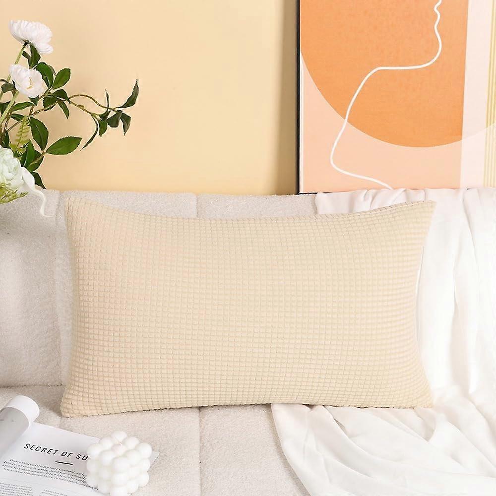 Pillowcase Rectangular Plush Cushion Cover 50x80cm Light Yellow Sofa Cushion Cover With Invisible Zipper Backrest