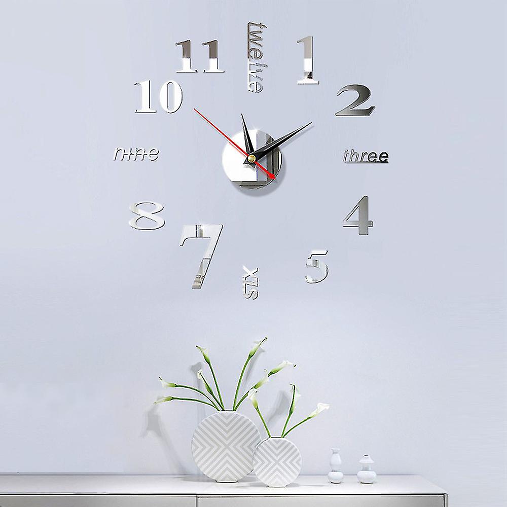 Diy Wall Clock Mirror Effect Sticker Decorative Art Number Wall Sticker Clocks