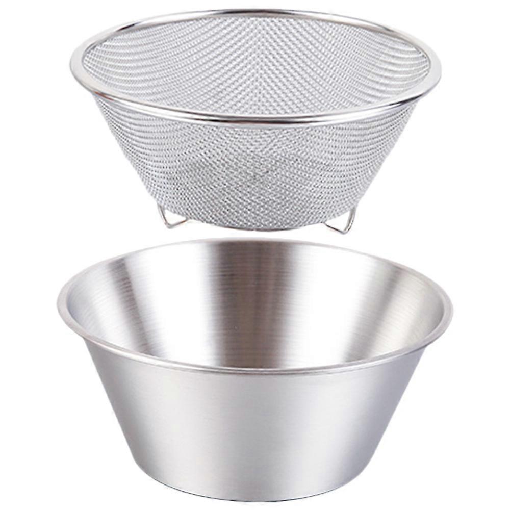 Stainless Steel Mesh Colander 1Set Silver Rust-Resistant Vegetable Drain Basket for Storage