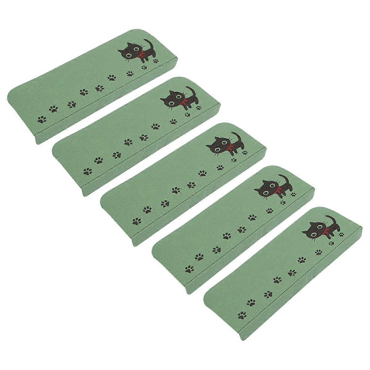 Stair Treads Kitten Pattern for Indoor Use 15Pcs Green Non Slip Carpet