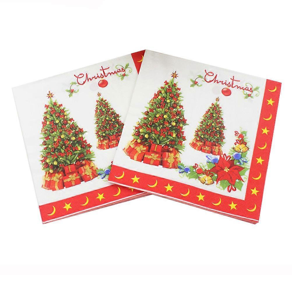 Printed Napkins Christmas Tree Disposable Paper Napkins for Party 40 Sheets