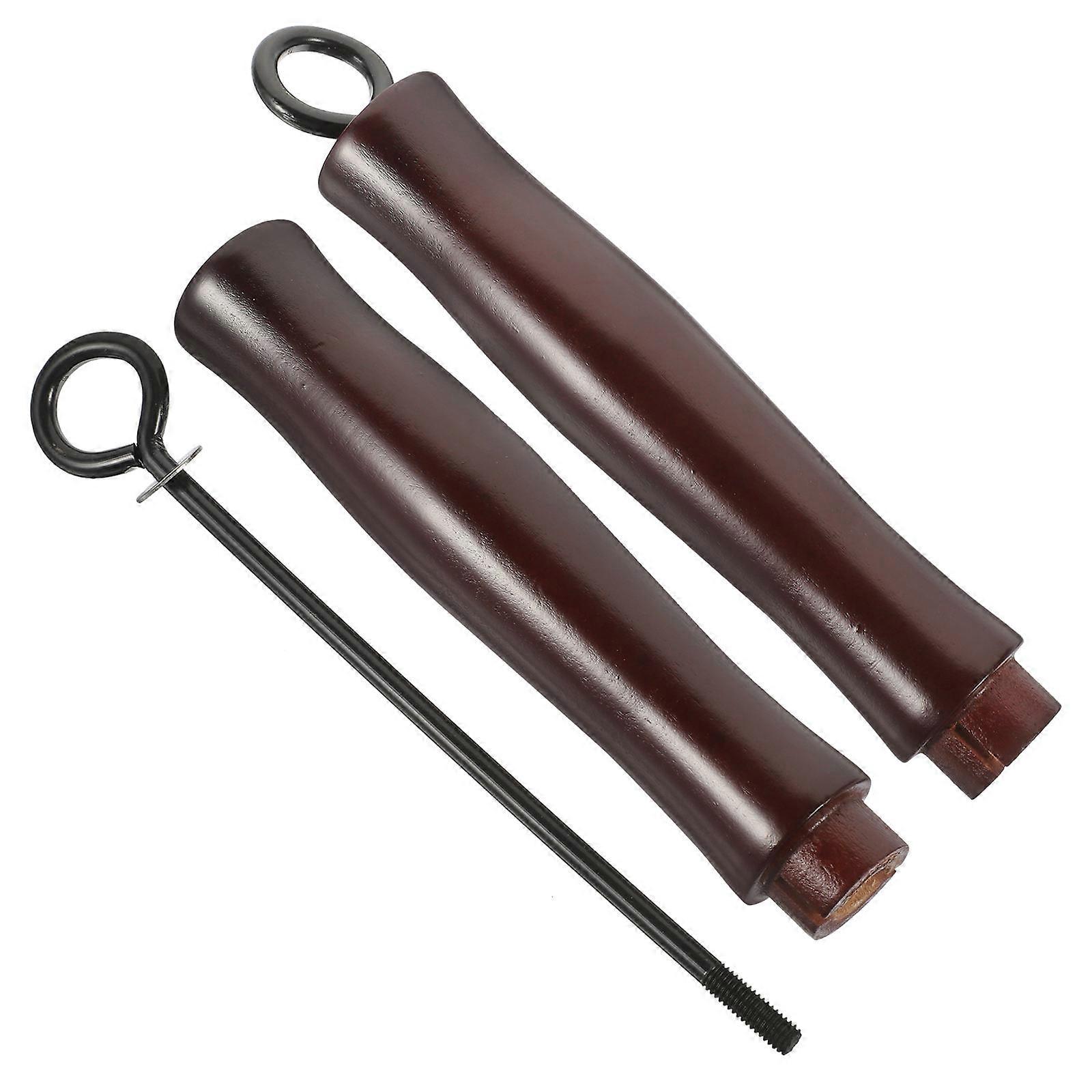 Long Handle Grip Replacement 8Pcs Wooden Pot Handle For Cookware Dark Red Universal Design Ergonomic Comfort Convenient