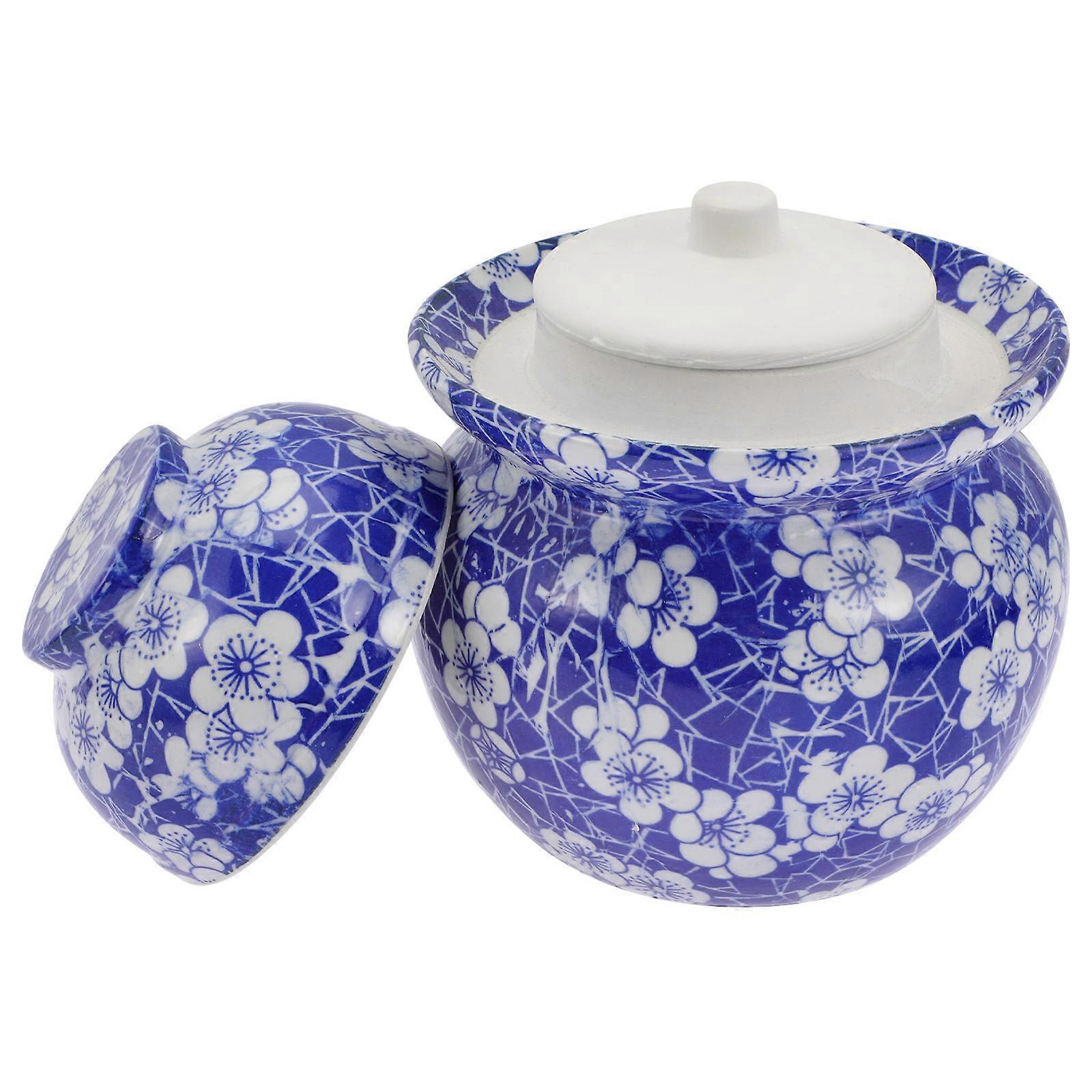 Ceramic Pickle Bottle Kitchen Storage Container Round Easy To Clean 1Pack 2.5 Pounds Capacity