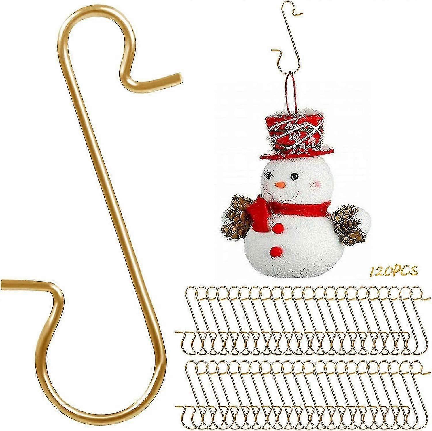 120 Pieces Christmas Tree Hooks, Xmas Small Reusable Stainless Steel S-hooks, For Han