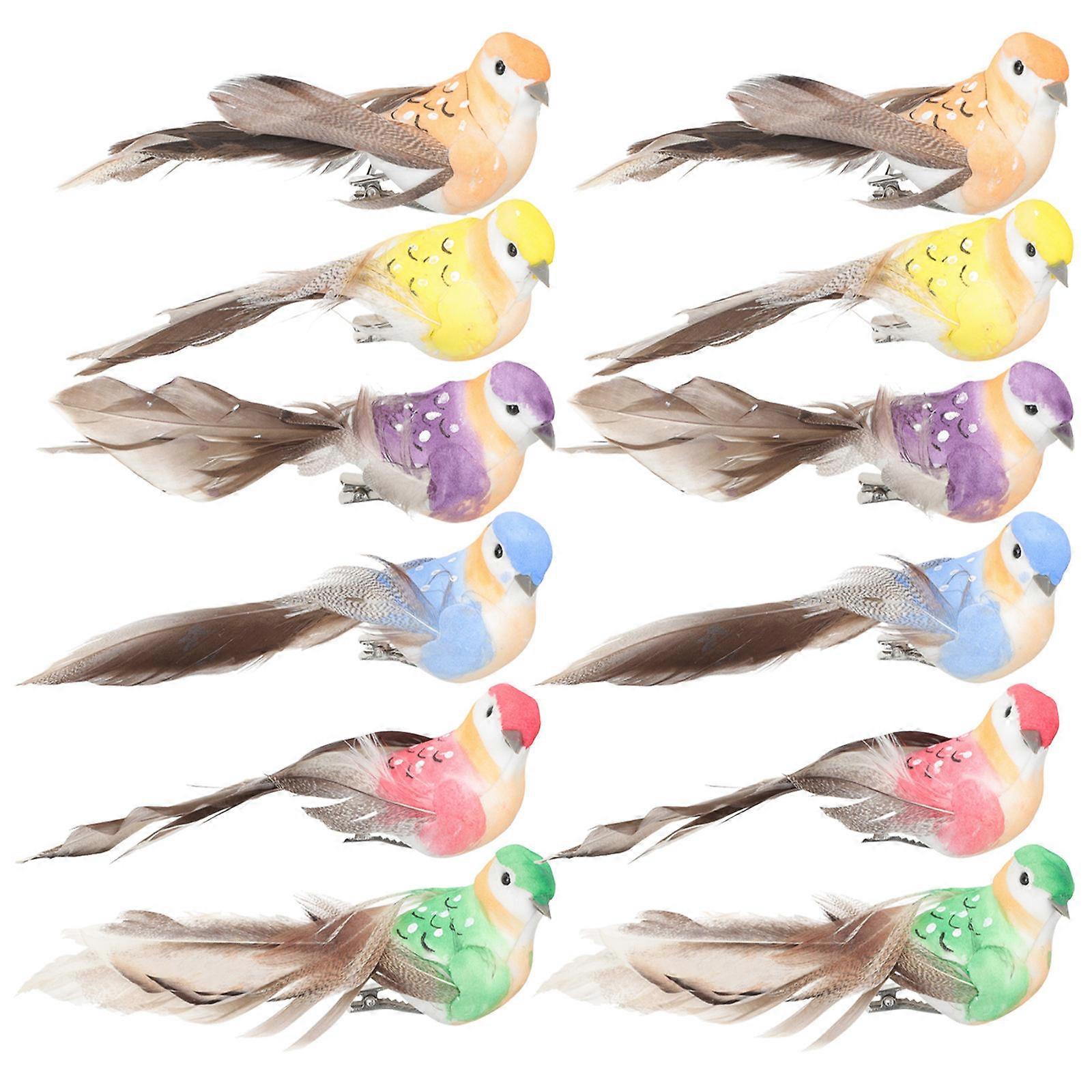 Desktop Adornment Imitation Sparrow Bird Set for Decor 24Pcs