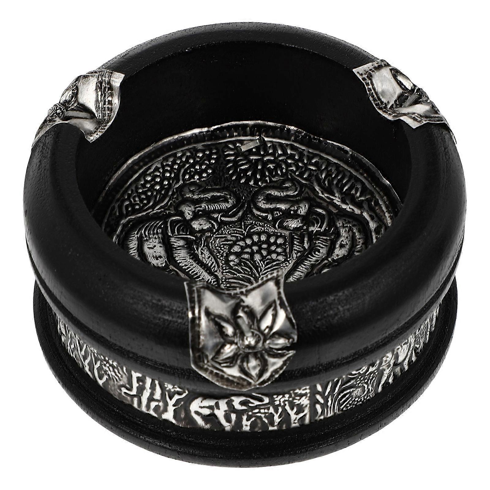 Wooden Ashtray Multifunctional Ashtray for Storage Use 1Pcs Silver