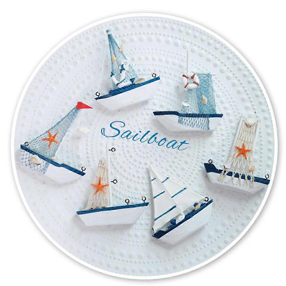 Wooden Sailboat Model Craft 2Pcs Assorted Color Nautical Theme for Home Decor Versatile Placement