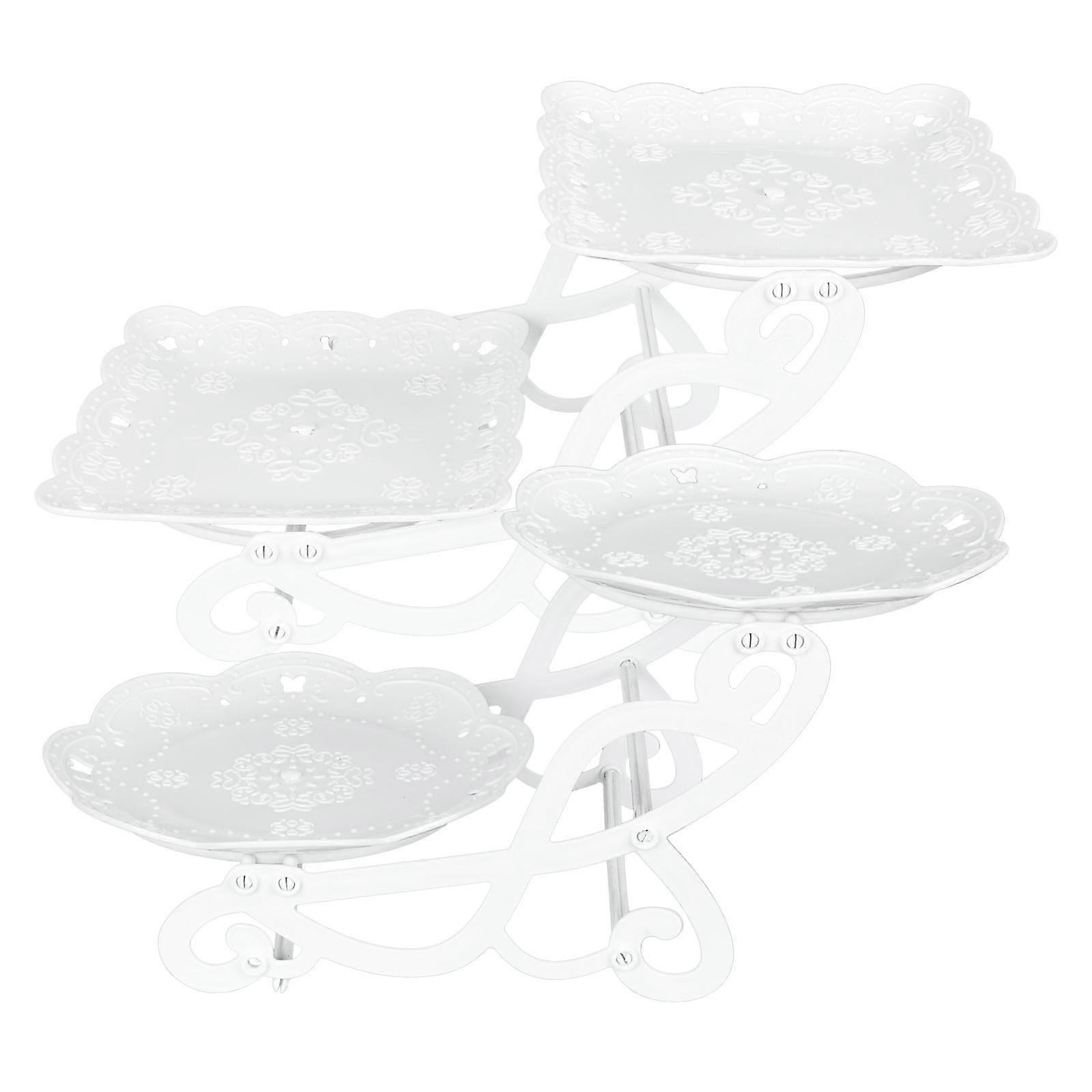 2 Tier Fruit Plates 2Sets White PP Craftsmanship Candy Plates for Storage Use