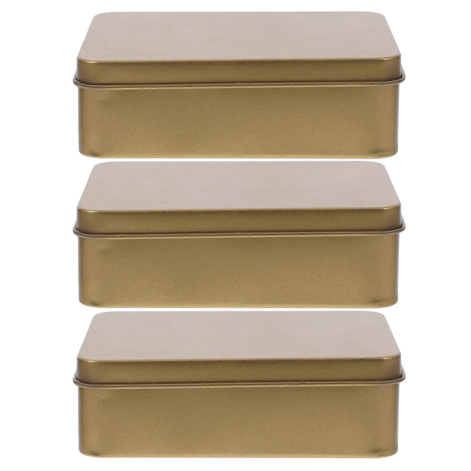Metal Rectangular Storage Boxes for Candy 15Pcs Golden Tinplate Containers