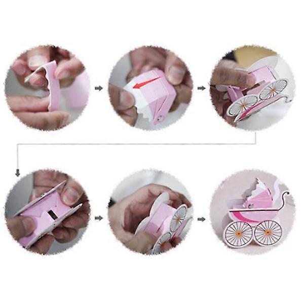 Stroller Gift Box Baby Shower Candy Box for 10Pcs Pink