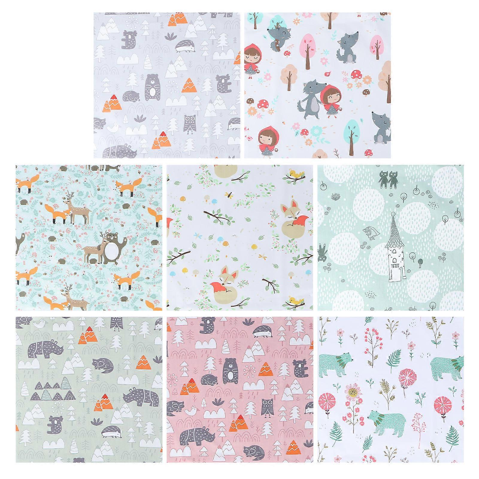 Patchwork Cloth Printed Fabric for DIY Sewing Projects 8Pcs Assorted Cotton