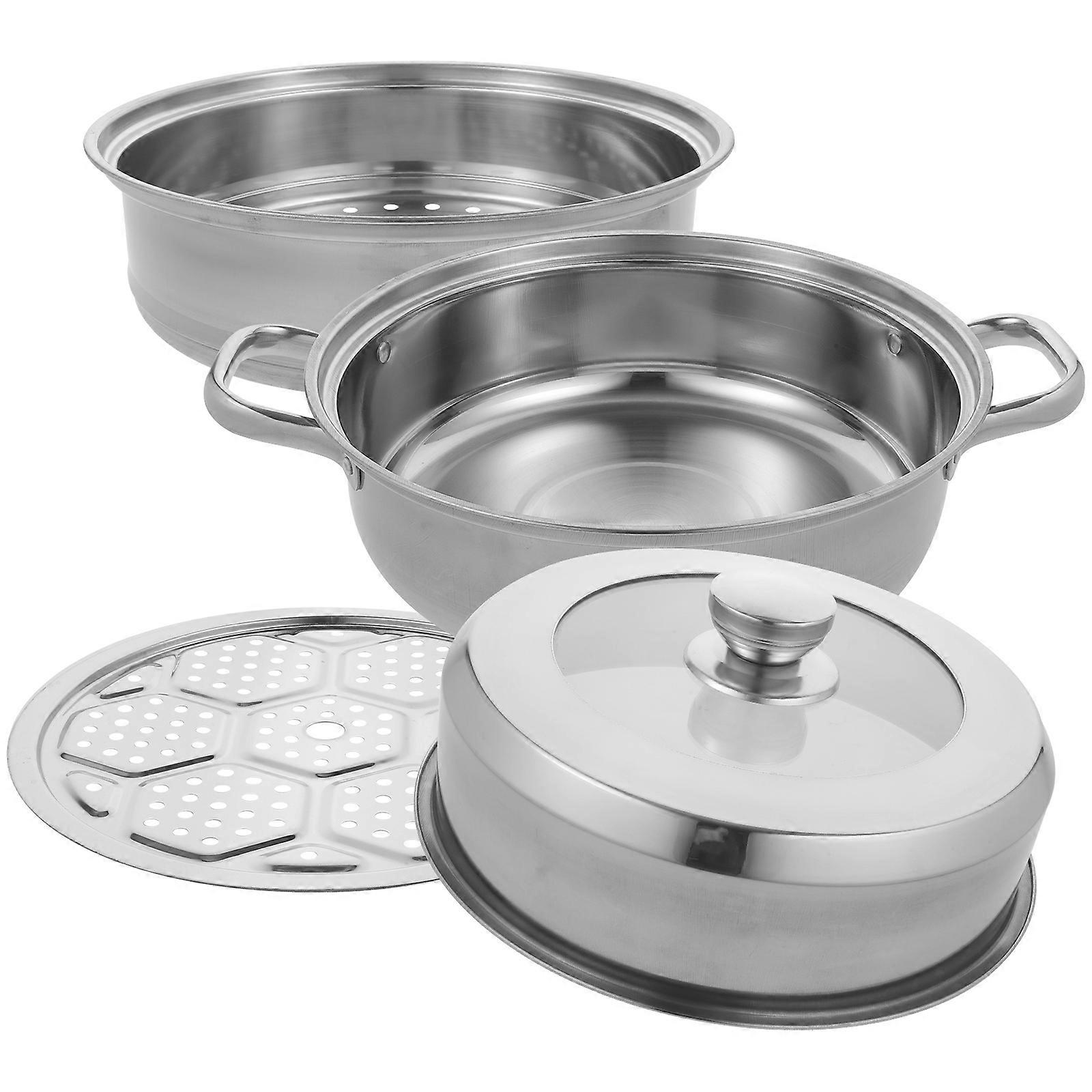 Multipurpose Steam Pot Gas Stove Use High Temperature Resistance Anti-Scald Handles 28cm 1Set
