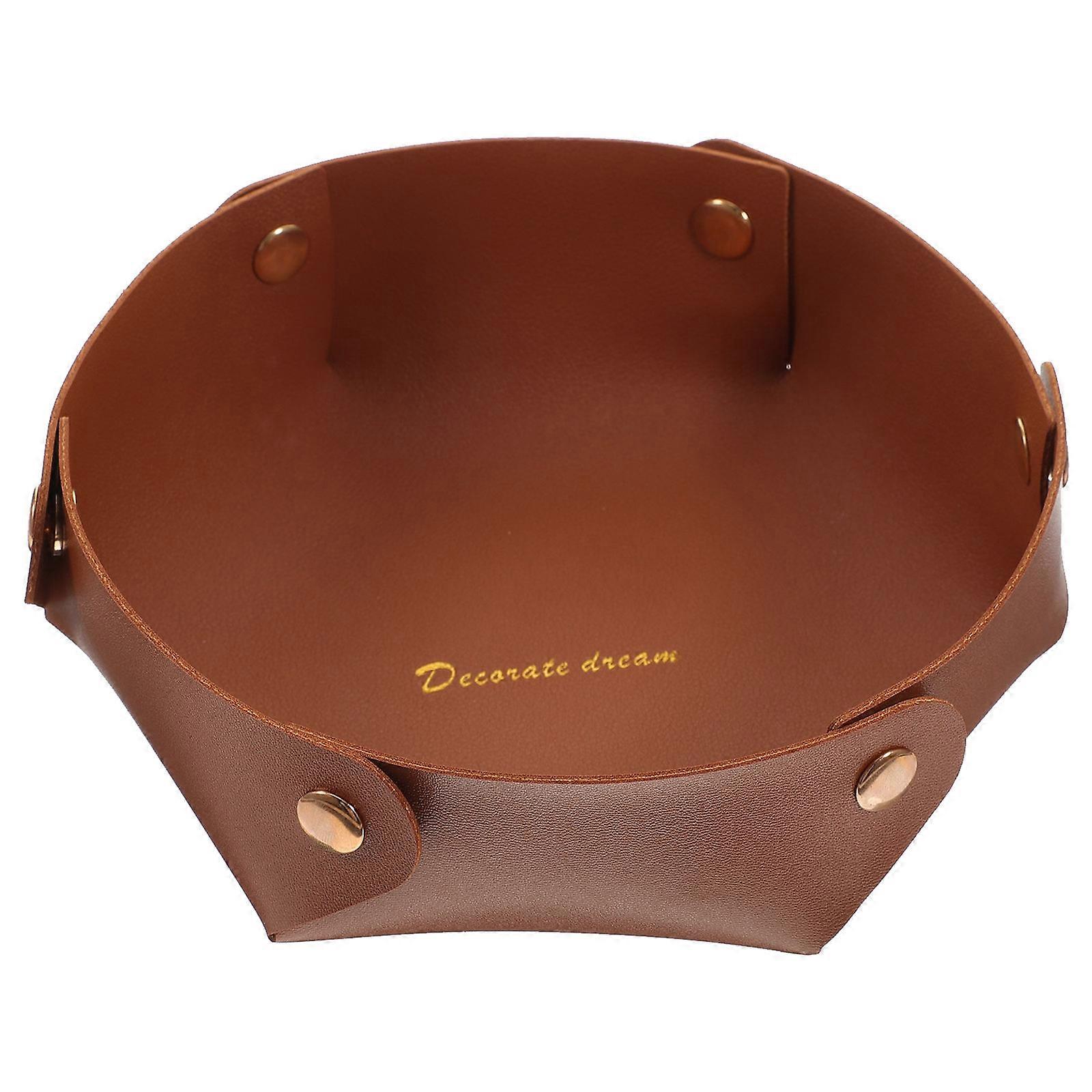 2Pcs Desktop Tray for Key Storage in Brown Color