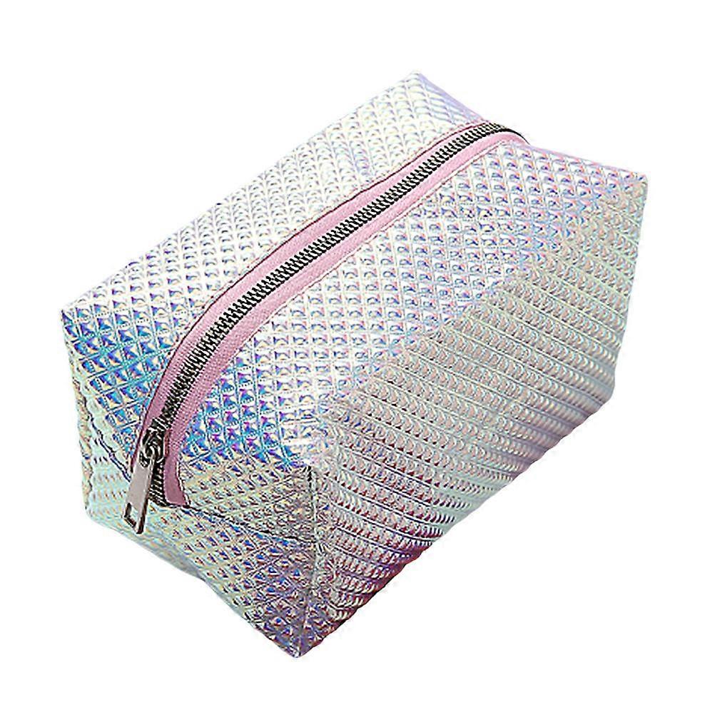 Portable Wash Pouch Silver Makeup Bag for Storage 3Pcs Collection